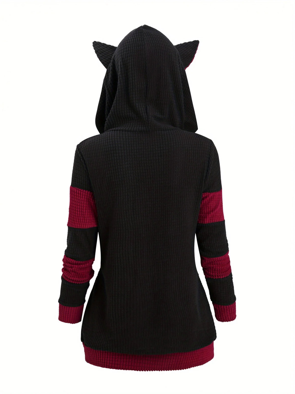 2024 European and American fashion women's new thick cat ears in autumn and winter long color matching hooded sweater coat - Matrix Studios