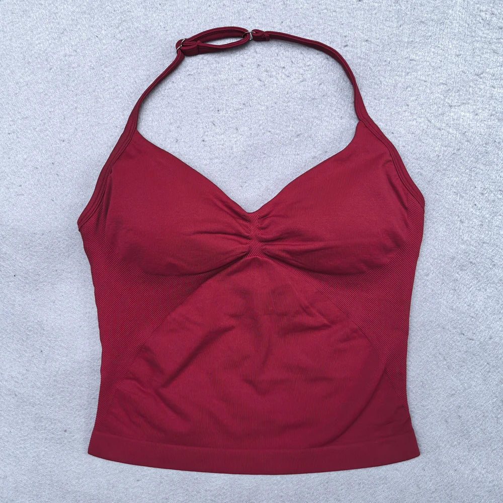 2 Pieces Yoga Set Women Backless Halter Tops High Waist Seamless Shorts Gym Suit Fitness Clothes Sportswear Workout Sets - Matrix-studios.com