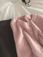Knitted Cardigan Women's Spring Autumn Gentle Style Short Single Breasted Heart Button Design Sweet Sweater Coat Versatile - Matrix Studios