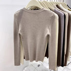 Zjaiss Solid Color O-neck Knitted Pullovers 2026 Women's Autumn Winter New Slim Fit Sweater Soft Warm Simple Base Layer Top - Matrix Studios