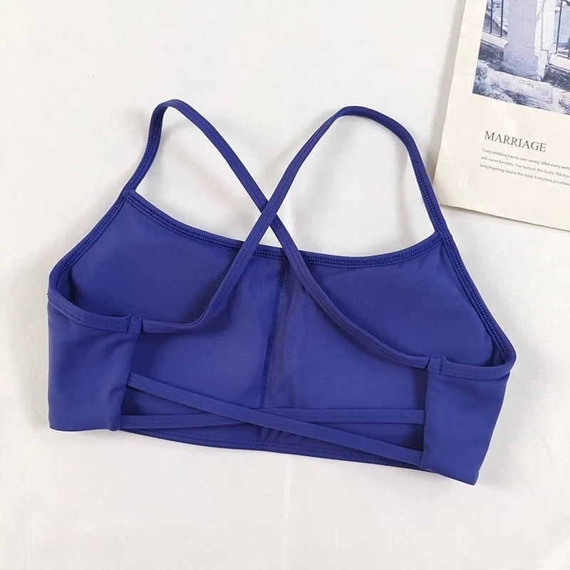 Colorful Strappy Yoga Bra with Sexy Criss Cross Back - Light Support, Quick Dry, Perfect for Summer Workout & Layering - Matrix Studios