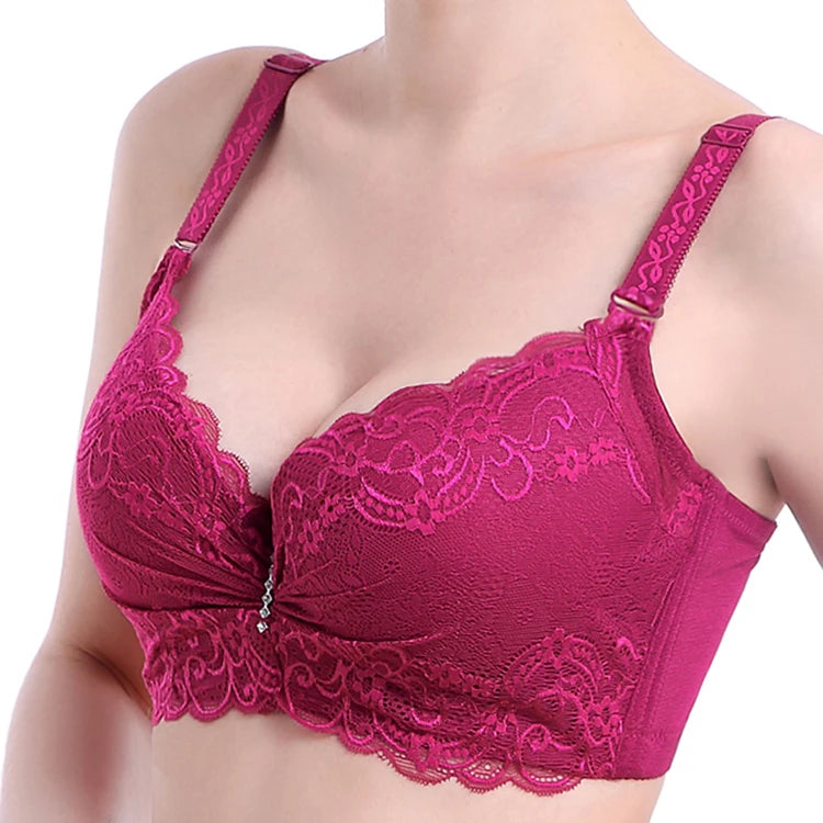 Plus Size Female Lace Bra Thin Bralette 80-105 C/D Cup Push Up Brassiere Widening Side 4-Row Button Bras Absorbs Sweat Underwear - Matrix Studios