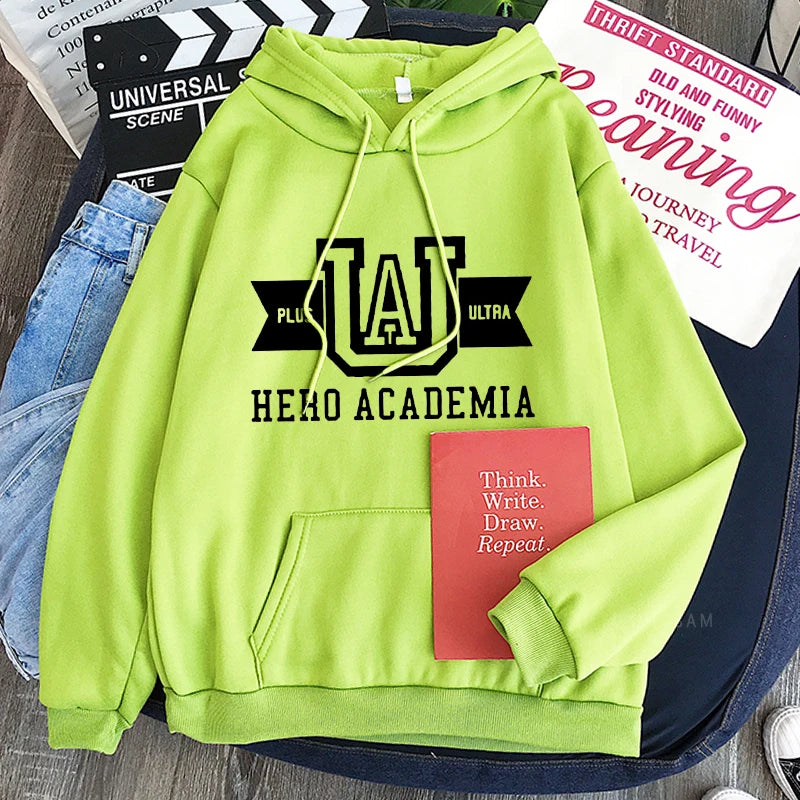 Harajuku Anime Manga UA My Hero Academia Logo Hoodies Sweatshirt Men Long Sleeve Streetwear Women Patchwork Winter Sweatshirts - Matrix Studios