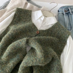 Retro Two-button New Knitted Vest for Women in Spring and Autumn Sleeveless Slit Sweater Vest - Matrix Studios