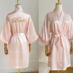 White Bride Wedding Robe with Feathers Women Satin Peignoir Sexy Bridesmids Kimono Gowns Short Bathrobe Bridal Intimate Lingerie - Matrix-studios.com