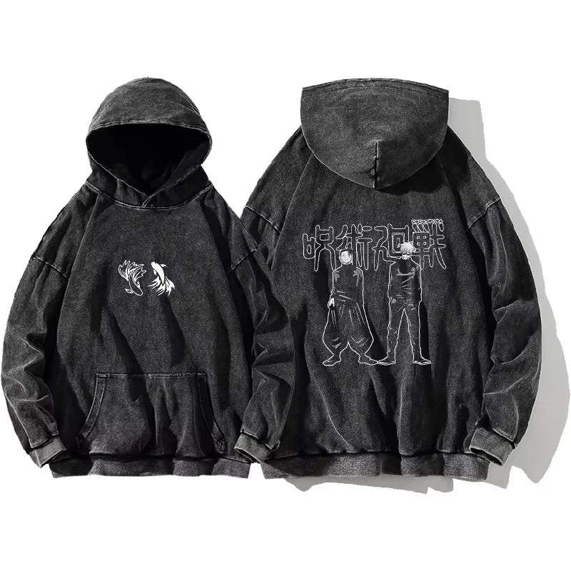 Japanese Anime Jujutsu Kaisen Print Hooded Pullover Men Hip Hop Sweatshirt Vintage Hoodie Harajuku Cotton Sweatshirts - Matrix Studios