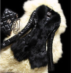 Winter New Slim Imitation Fox Fur Collar Fur Pu Leather Long Sleeve Medium And Long Fashion Street Splicing Thin Coat - Matrix Studios