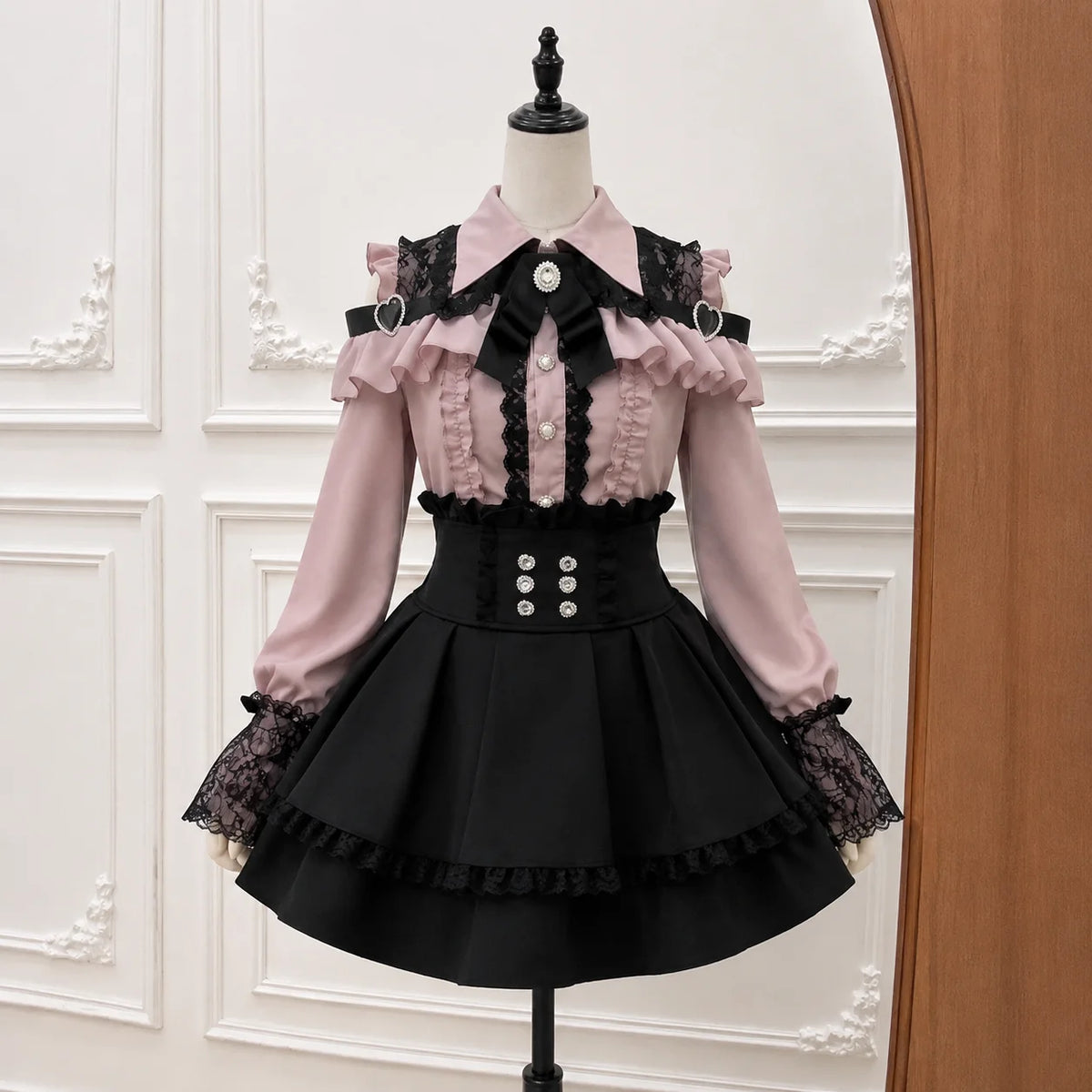 Y2k Japanese Kawaii Two-Piece Sets Long Sleeve Top + Short Skirt Sweet Women Casual Cute Print Bow Patchwork 2025 New Arrival - Matrix-studios.com