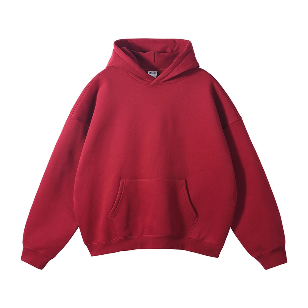 ZODF New Thick 350gsm Fleece Hooded Hoodies For Men Unisex Winter Oversized Loose Basic Solid Sweatshirts Pullovers Coats HY0631 - Matrix Studios