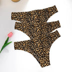 WarmSteps 3Pcs/Set Sexy Leopard Thongs Women's Panties Thongs 2024 New Female Underwear Seamless Printed Panties Ice Silk Briefs - Matrix Studios