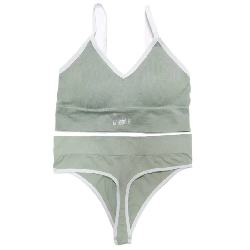 Women Seamless Bra And Panties Set High Rise Thongs Non-wire Sports Bra Comfy Brassiere Female Underwear Sexy Lingerie Set - Matrix-studios.com