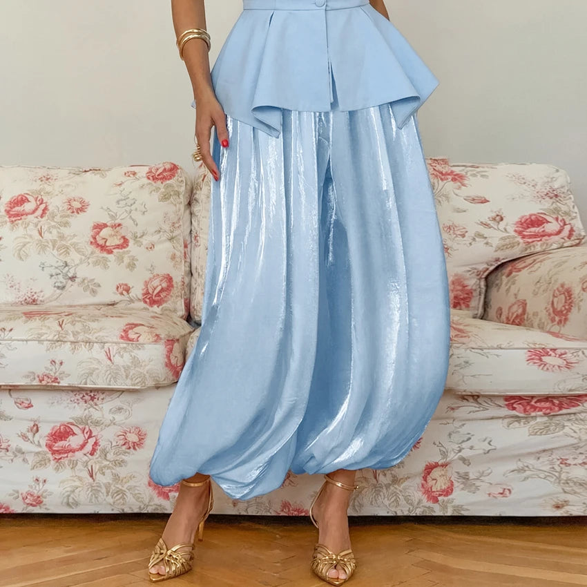 Linad Elegant Pink Crepe Loose Bloomers For Woman Street Chic Pleated Trousers Female Autumn Vintage High Waist Long Pants 2025 - Matrix-studios.com