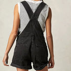 Y2K Vintage Black Denim Rompers Women Sleeveless High Waist Jeans Playsuits Korean Fashion Chic Jumpsuits Overalls Baggy Shorts - Matrix Studios