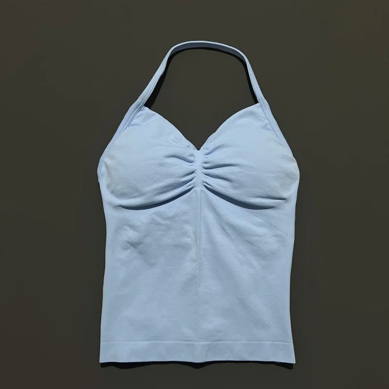 Women Solid Color Yoga Sports Tank Top Sleeveless Quick Dry Breathable Elastic Slim Fit Gym Workout Running Fitness Soft Skin - Matrix-studios.com