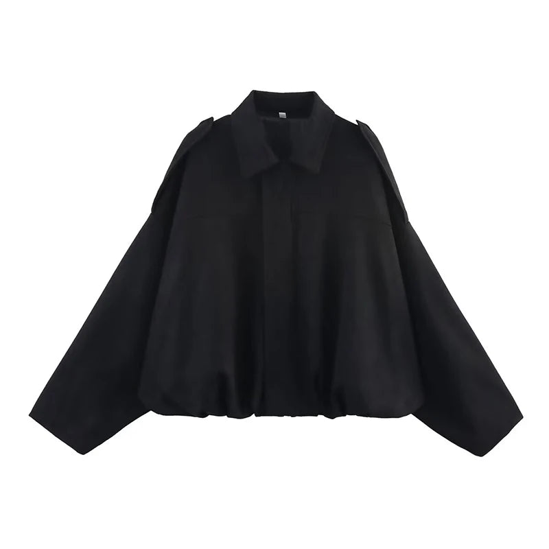 Women's Bomber Jackets Coats Fashion Turn-down Collar Long Sleeve Loose Coats Vintage Female Outerwear Chic Tops - Matrix-studios.com