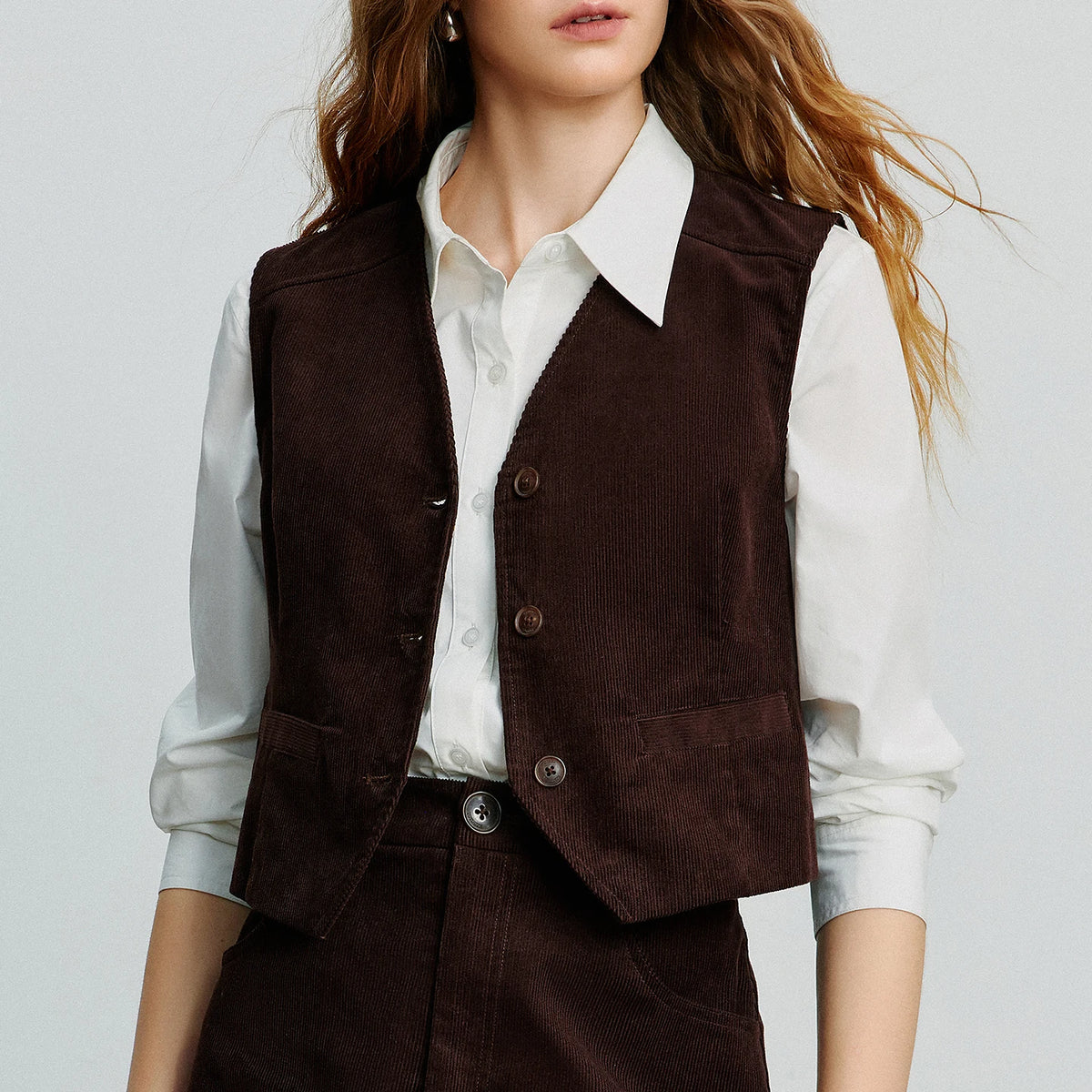 TOYOUTH Women Sleeveless Jacket 2025 Autumn New Retro Old Money Corduroy Slim Waist Short Tank top - Matrix Studios