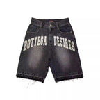 American Style Harajuku Retro Denim Shorts with Letter Embroidery Oversized Jeans Men Y2k Loose Casual Versatile Shorts Woman - Matrix Studios