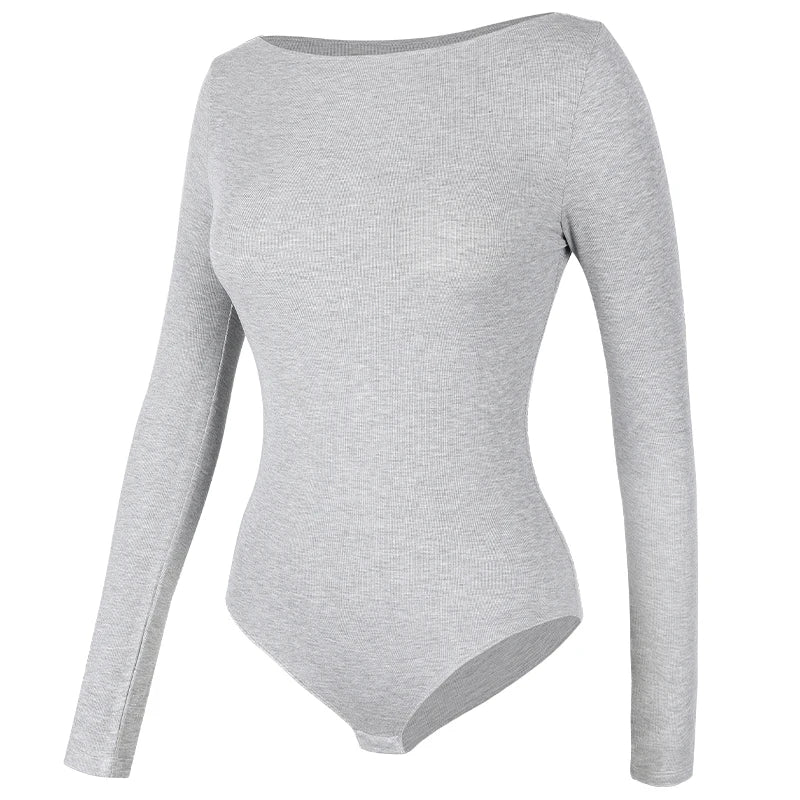 Women's Round Collar Elastic Bodysuit Long Sleeve Jumpsuit Shapewear Shaper Lady Sexy New Female Warm Clothes Autumn Winter - Matrix Studios