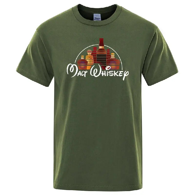 Summer Men T-shirt Cotton Blend Funny Malt Whiskey Print Summer Loose O-neck Cool T Shirt for Men Short Sleeve T-shirt Male Tee - Matrix Studios