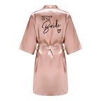 Wedding Party Team Bride Robe With Black Letters Kimono Satin Pajamas Bridesmaid Bathrobe SP003 - Matrix-studios.com
