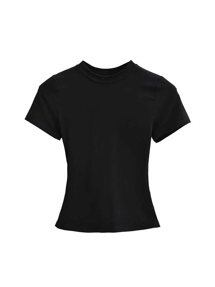 2025 New High Quality Casual T shirt Sexy Slim Short Sleeves Fashion Trend Solid Women Clothing y2k Tops - Matrix-studios.com