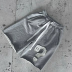 Y2K casual shorts trend symbol patchwork drawstring shorts solid color retro Harajuku hip hop men women fine fabric street wear