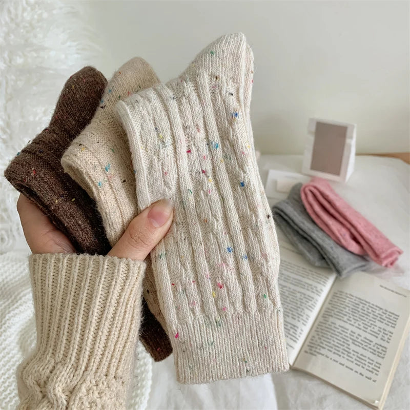 Women's Socks Winter New Novelty Fashion Japanese Style Casual Crew Socks Warm Striped Autumn Simple Wool Socks For Girls Trendy - Matrix Studios