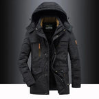 New Winter Men Hooded Parkas Casual Long Down Jackets Fleece Warm Tooling Jackets Good Quality Male Outdoors Winter Coats Size 5 - Matrix Studios
