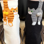 4pcs Funny Abstract 3D Cat Butt Mid-Tube Socks Cartoon Quirky Cotton Casual Socks Cat Egg Floor Sock for Cute Girls Couple Gifts - Matrix Studios