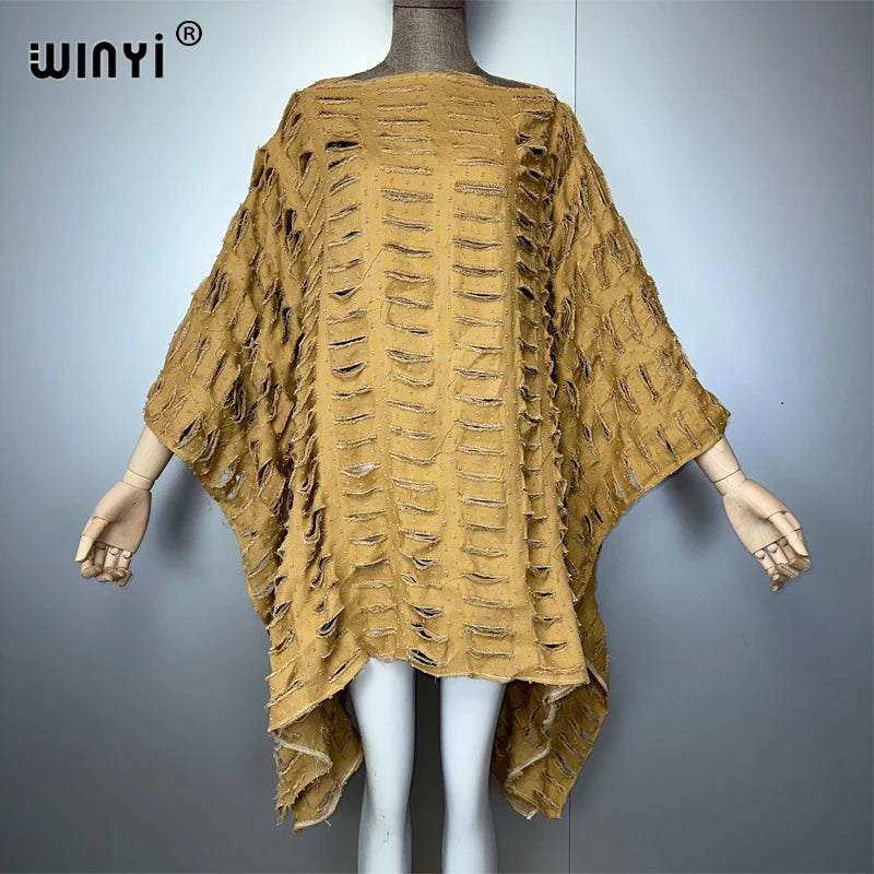 WINYI Original Denim Sexy Short Dress with Holes New Fashion Africa Womens Party Holiday Casual Maxi Beach Dress - Matrix Studios