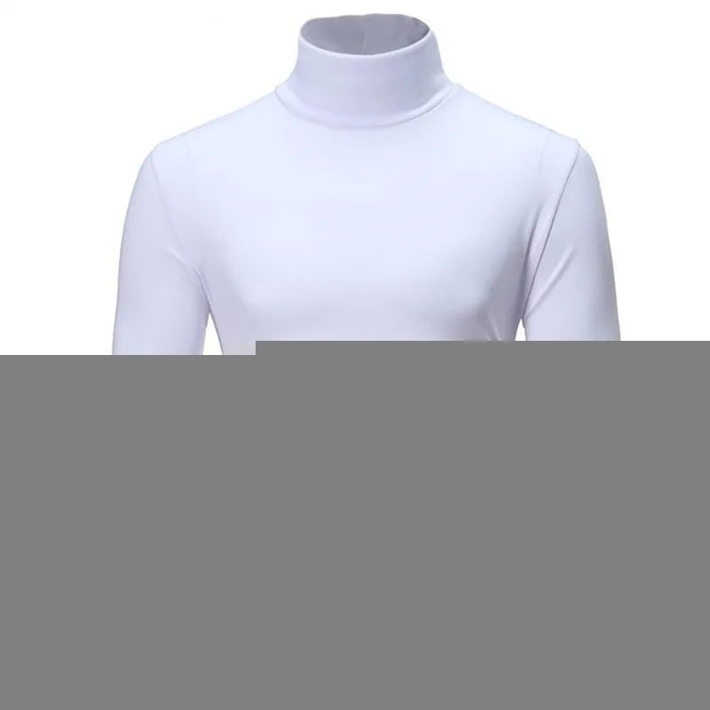 Autumn  Winter Men's High Neck T-shirt Slim Fit Fashion High Elastic Long Sleeve Casual Breathable Apparel Pullover - Matrix Studios