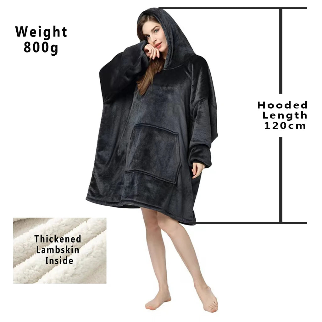 Winter Hoodies Sweatshirt Women Men Pullover Fleece Giant TV Oversized Blanket with Long Flannel Sleeves - Matrix Studios