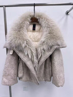 CXFS 2026 New Winter Fashion Wool Coat Splicing Down Jacket Lining With Oversized Fox Fur Collar Thick Warm Women's Coat - Matrix Studios