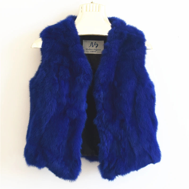 Fancy Rani Real Rabbit Fur Vest Short Natural Jacket For Women Fashion Leather Autumn Winter Spring Outwear High Quality - Matrix Studios