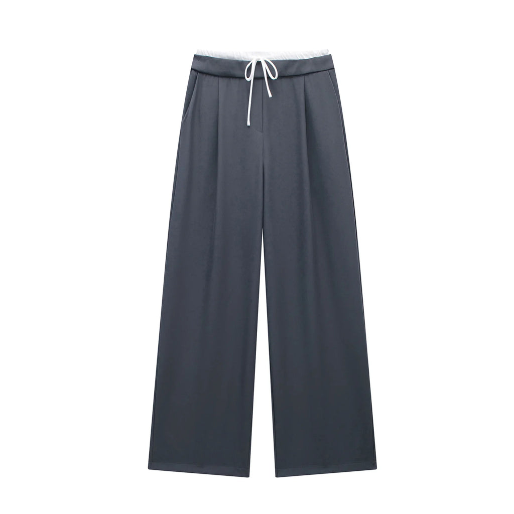 MUJER 2025 Wide Leg Pants for Women High Waist Baggy Pants Woman Summer Pleated Loose Pants Women Streetwear Tied Woman Trousers