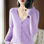 Cardigans Women 2025 Autumn Single Breasted V-neck Knitted Sweater Fashion Short Knitwear Solid Blue Green Pink Women's Jumpers - Matrix Studios