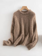 SuyaDream Warm Alpaca Pullovers for Woman, Dropped Sleeved Loose Sweaters, Brushed Wool Knit Sweater, 2026 Fall Winter Top - Matrix Studios