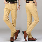 Men's Jeans Pure White Fashion Elastic Slim Youth Slimming Straight Leg Male Pants Business Casual Middle Age High End Trousers - Matrix Studios