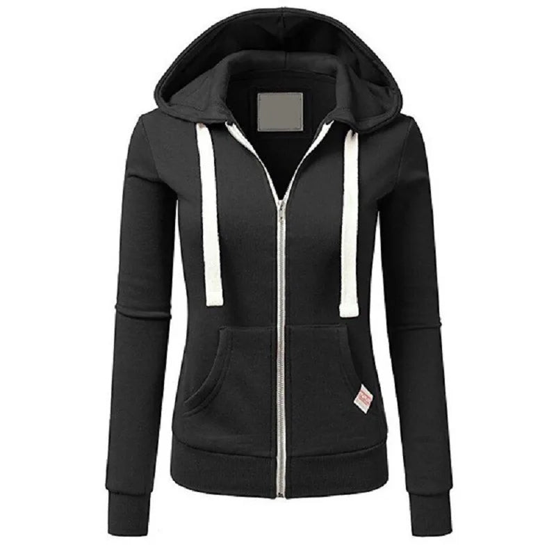 2024 Autumn/Winter New Women's Personalized Fashion Sports Hoodie Long Sleeve Drawstring Pocket Zipper Coat Woolen Sweater Top - Matrix Studios