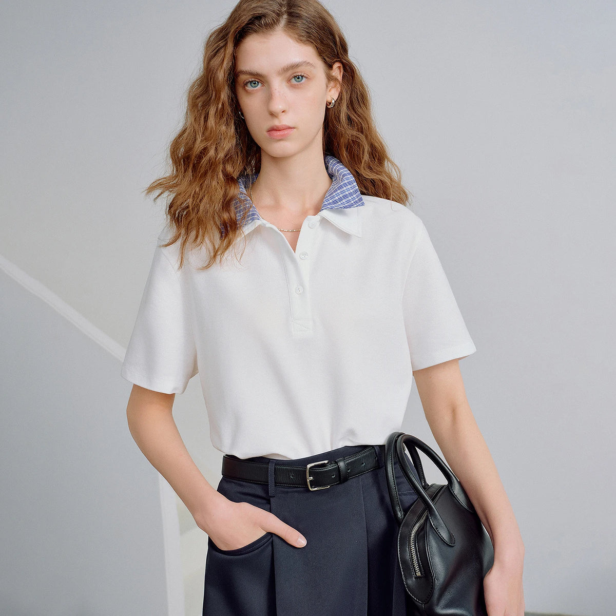TOYOUTH Women Piqué Cotton Tees 2026 Spring New Double Collar Niche Design Loose Polo Tops - Matrix-studios.com