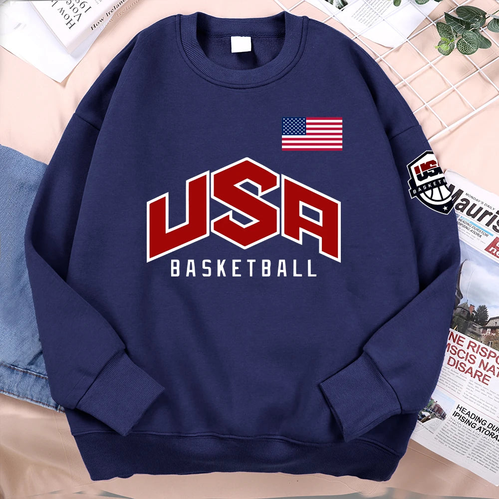 USA Basketballer Printed Street Casual Hoody Men Women Hip Hop Oversized Clothing Loose Warm Fleece Sweatshirts Couple Hoodies - Matrix Studios