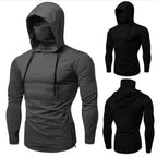 Summer Men's Hooded Sweatwear Casual Long  Sleeve Loose T-shirt Solid Color Lightweight Hoodie Fitness Breathable Tops - Matrix Studios