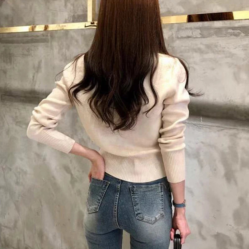 2026 Autumn Long Sleeve Fashion Women Cardigans Sweater Knitted Coat Short Casual Single Breasted Korean Slim Chic Ladies Tops - Matrix-studios.com