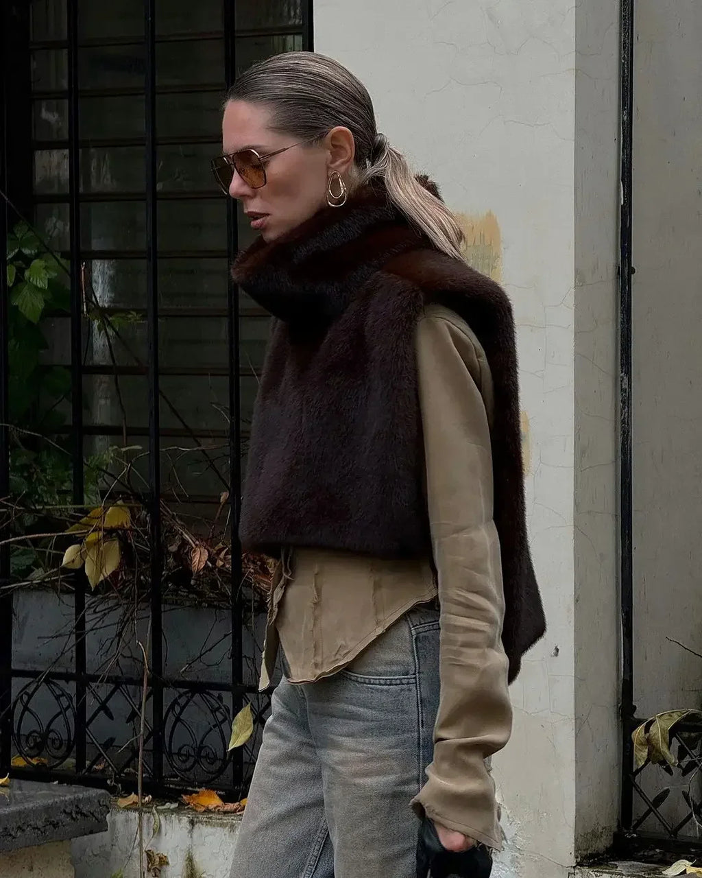 Women Casual Faux Fur Vest Chic Solid High Collar Sleeveless Loose Waist Coat Lady Fashion Daily 2025 New High Street Vests - Matrix Studios