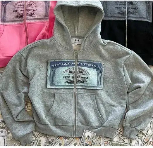Zipper Hoodie Women Street Y2K New Punk American Hip Hop Joker Pattern 2025 Fleece Padded Sweatshirt Unisex Casual Hoodie - Matrix Studios