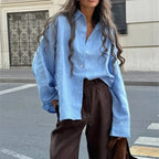 We.Fine Women's Shirt Elegant Long Sleeve Blouse Spring Vintage Basic Top Collar Cotton Shirt for Women - Matrix-studios.com