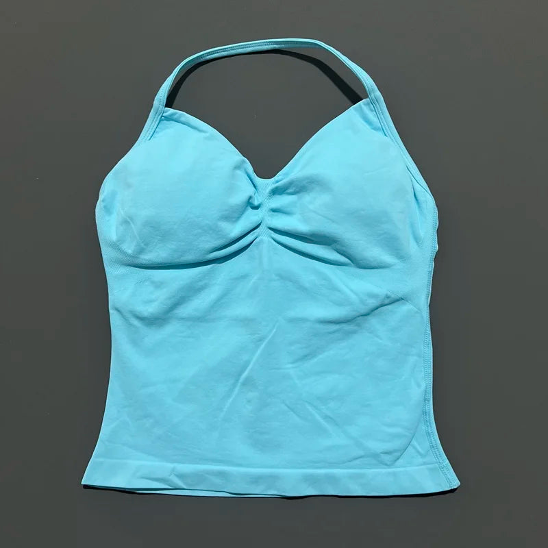 Women Solid Color Yoga Sports Tank Top Sleeveless Quick Dry Breathable Elastic Slim Fit Gym Workout Running Fitness Soft Skin - Matrix-studios.com