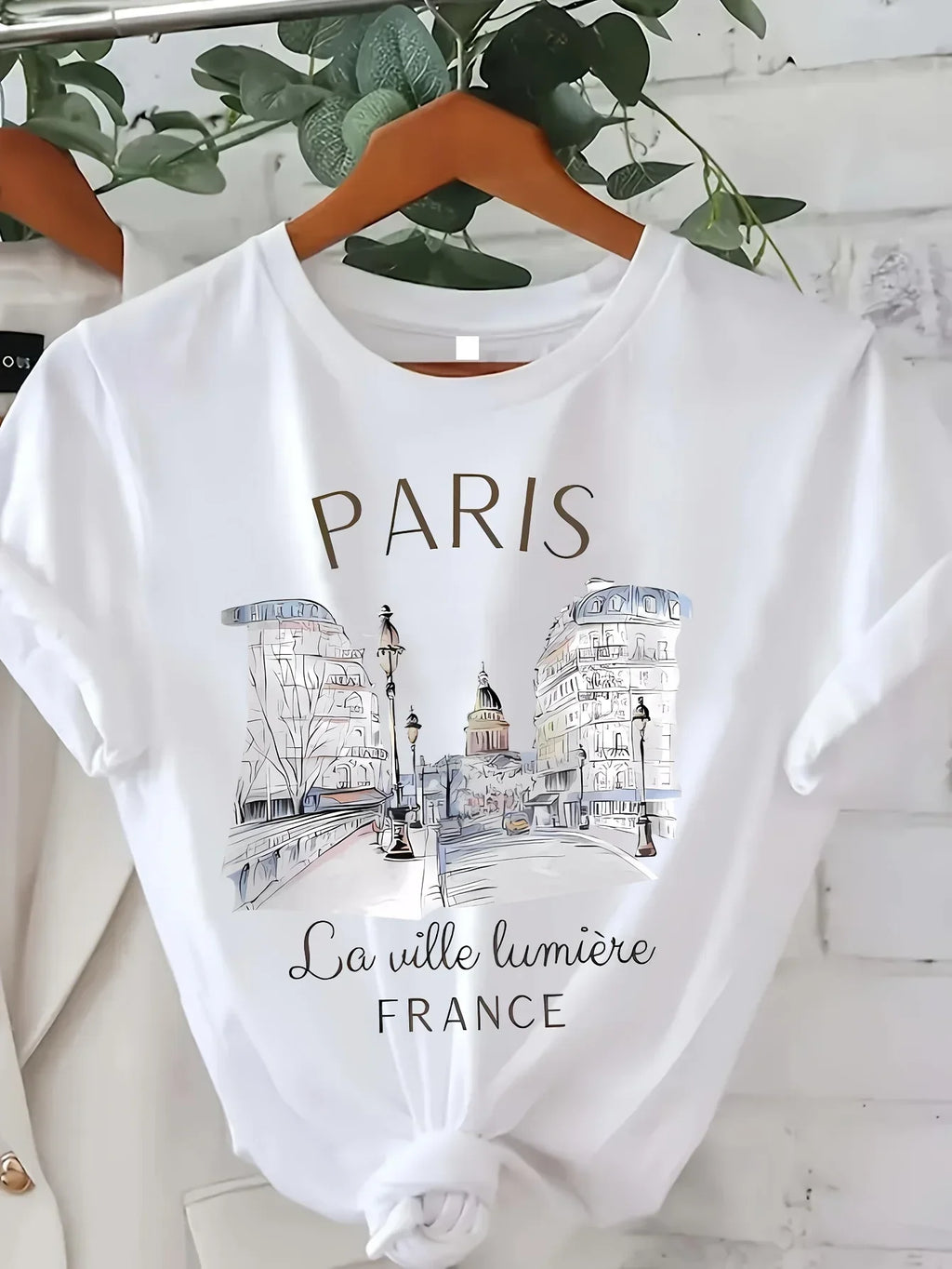 Paris Women Print T-shirt Girl Short Sleeve Crew Neck Casual Top for Summer & Spring, Women's Clothing - Matrix-studios.com