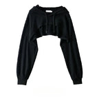Hoodie Female Hoodie Personality Irregular Crop Ultra Short Style Long Sleeve Top Female Drop Shipping Sweatshirt Y2k Clothes - Matrix Studios