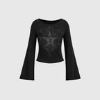 Y2K Grunge Emo Pattern Top Suitable for Autumn E-Girls Millennium Style Women's Aesthetic Gothic Printed Loose Long Sleeve T-shi - Matrix-studios.com